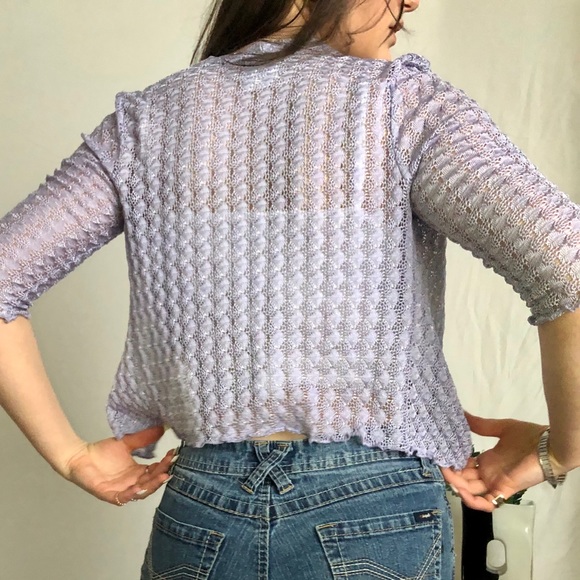 SOLD | 90s vintage lilac cropped crochet cardi - Picture 3 of 4